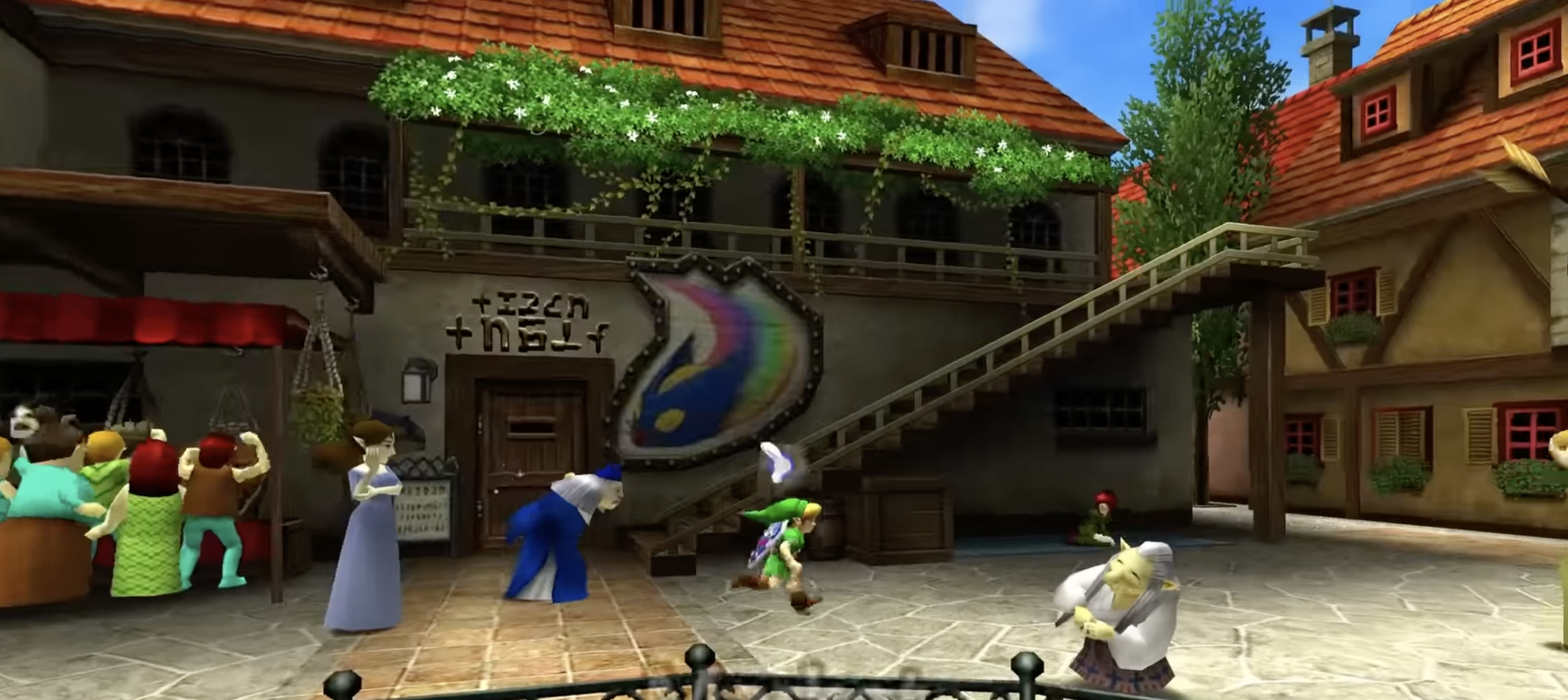 Der belebte Marktplatz der Schlossstadt von Hyrule während Links Kindheit.